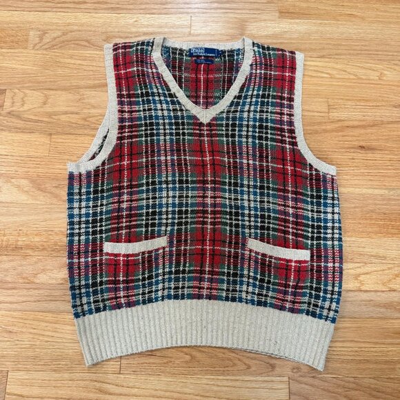 Polo Ralph Lauren Other - Vintage Polo Ralph Lauren Silk & Wool V-Neck Sweater Vest Medium